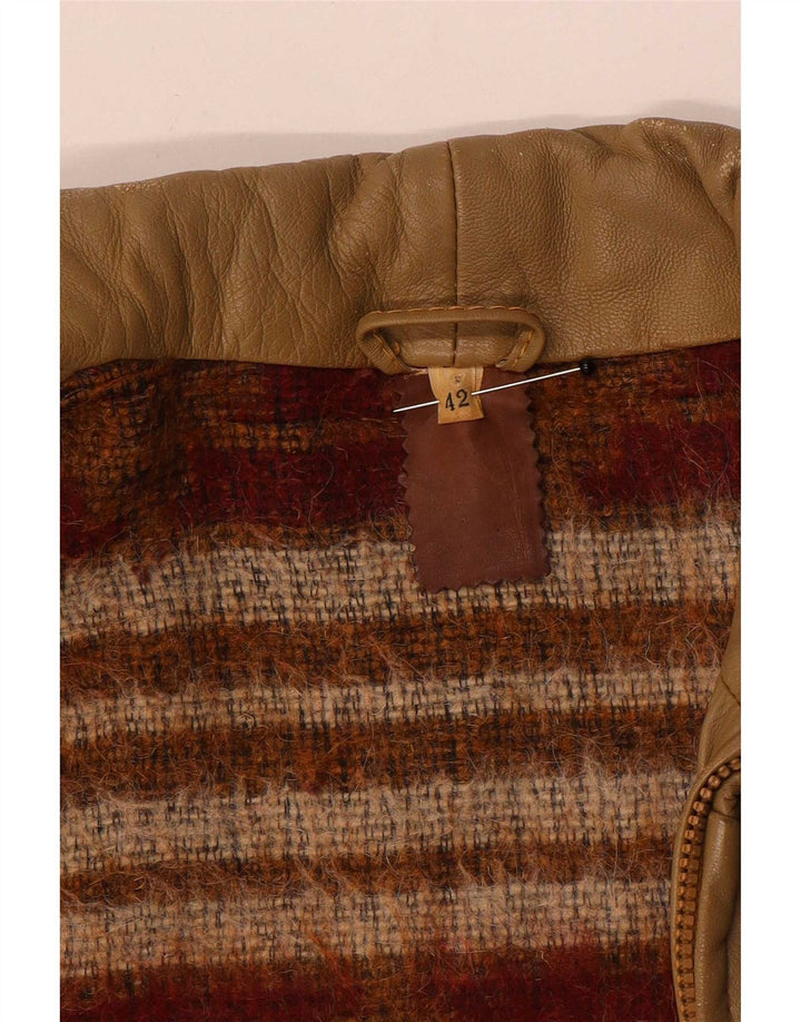Giacca in pelle da donna vintage IT 42 Beige medio