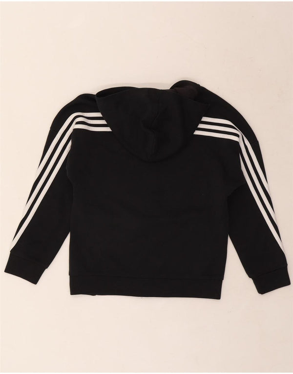 Felpa con cappuccio e zip per ragazze Adidas 9-10 anni in cotone a righe nere
