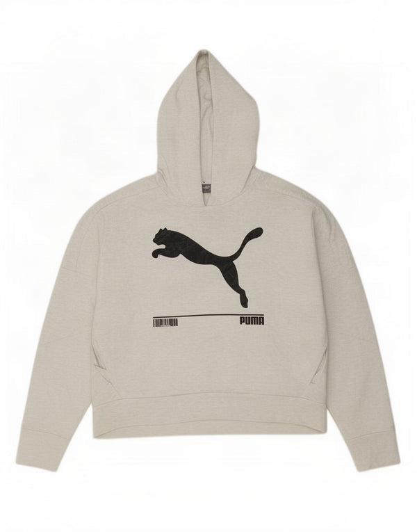 Felpa con cappuccio grafica da donna Puma UK 14 Cotone grigio medio