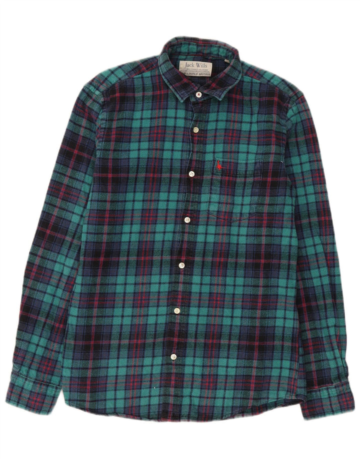 Camicia in flanella da uomo Jack Wills in cotone a quadri verde medio