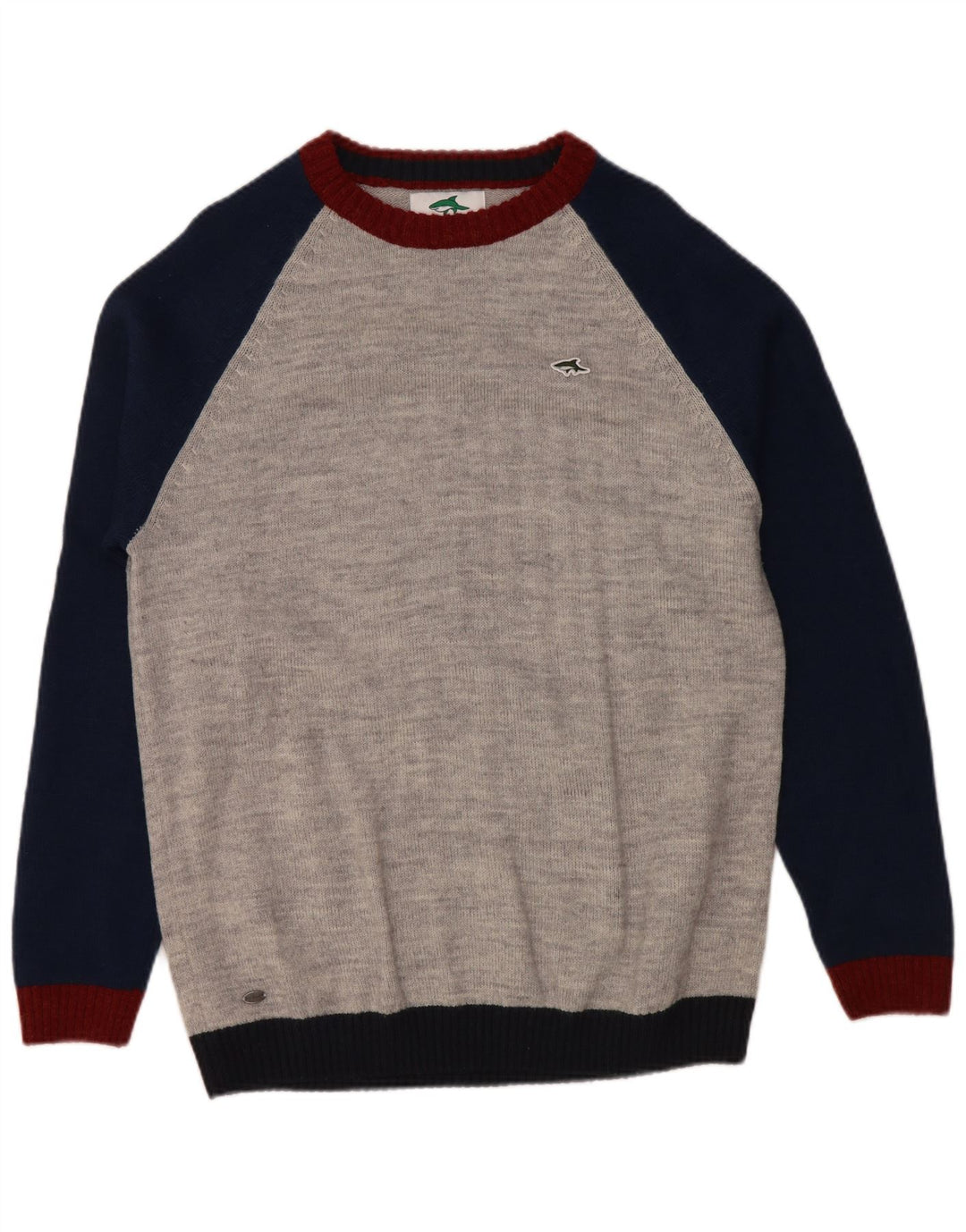 LE SHARK Maglione da uomo con scollo a barchetta, grande, in acrilico color block grigio