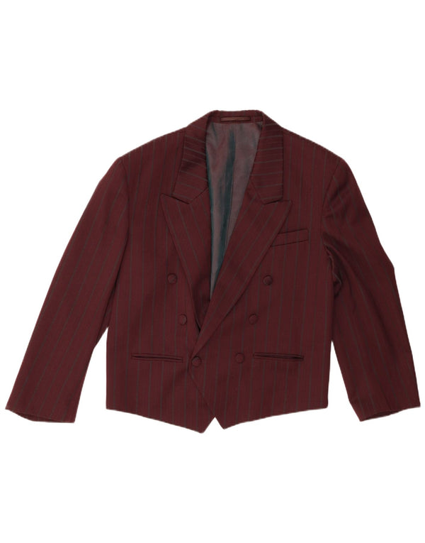 Giacca blazer doppiopetto vintage da donna IT 48 XL gessato bordeaux