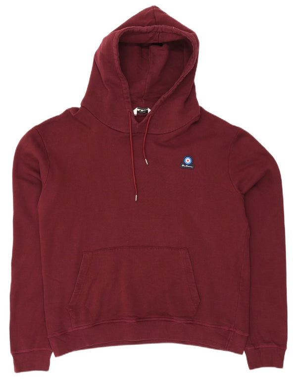 Felpa con cappuccio da uomo Ben Sherman XL in cotone bordeaux