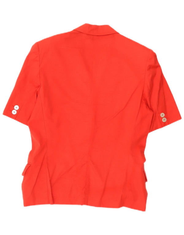 Giacca blazer a maniche corte a 2 bottoni da donna Max Mara UK 14 grande cotone rosso