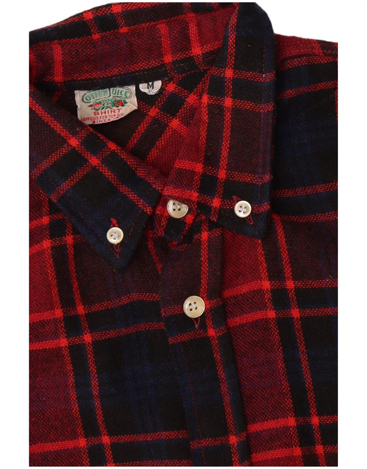 Camicia vintage da uomo in flanella di cotone a quadri rossi medi