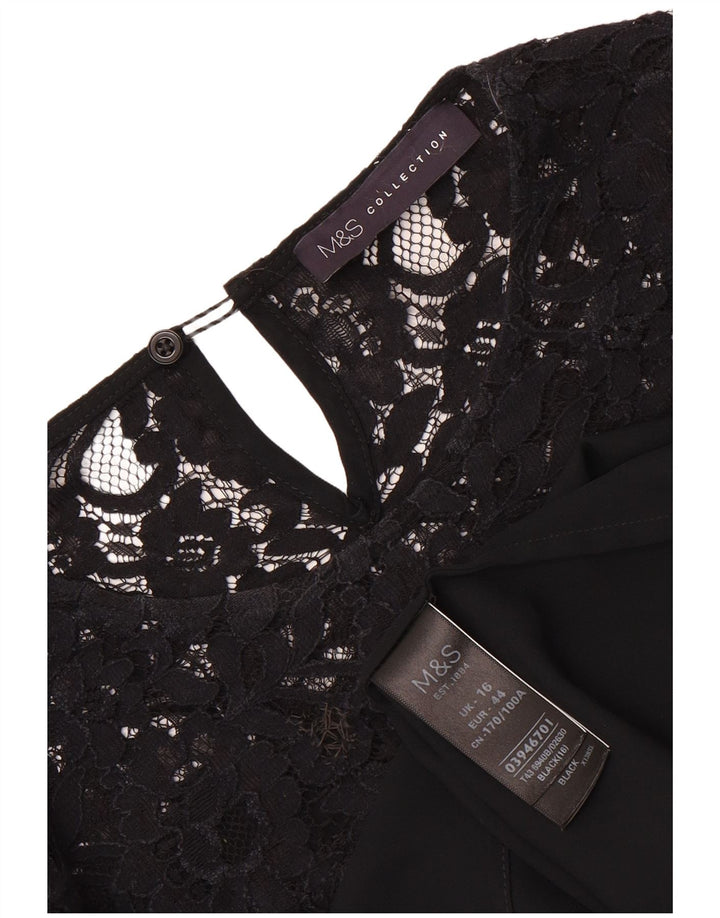 Marks & Spencer Camicetta oversize a maniche lunghe da donna UK 16 Large Nero