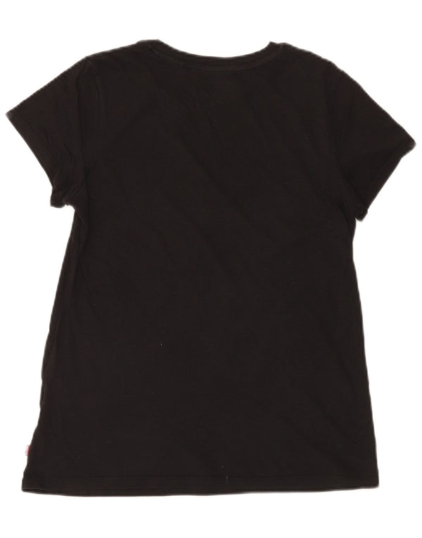 T-shirt grafica da donna LEVI'S Top UK 12 piccola in cotone nero