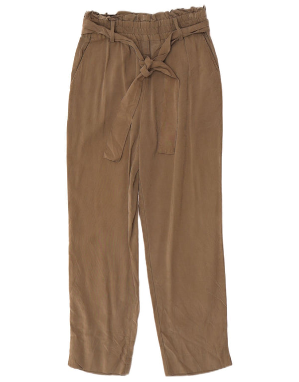 Pantaloni corti con pegging a vita alta da donna Zara XS W24 L25 viscosa kaki