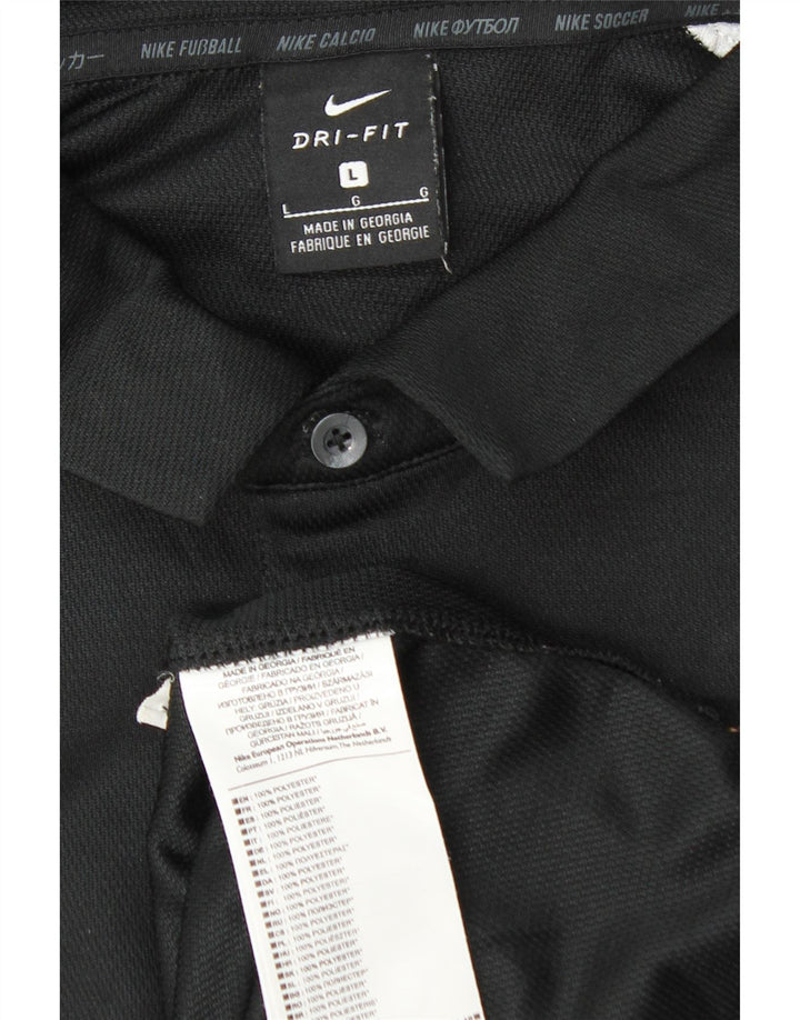 Polo grafica da uomo Nike Dri Fit grande in poliestere color block nero