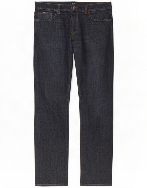 Hugo Boss Mens Maine Regular Fit Straight Jeans W36 L32 Navy Blue Cotton