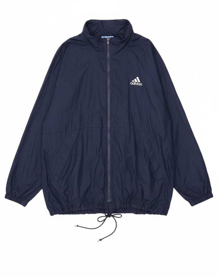 ADIDAS Mens Graphic Rain Jacket UK 48/50 XL Navy Blue Polyamide