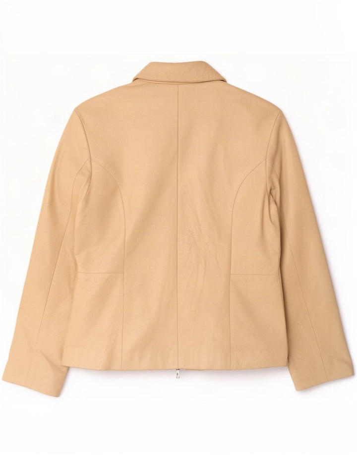 Giacca in pelle vintage da donna IT 46 grande beige