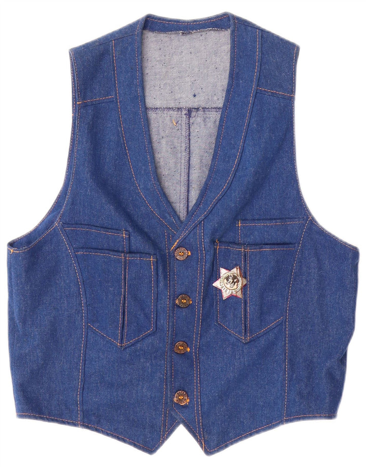 Gilet in denim da donna VINTAGE UK 14 Blu medio