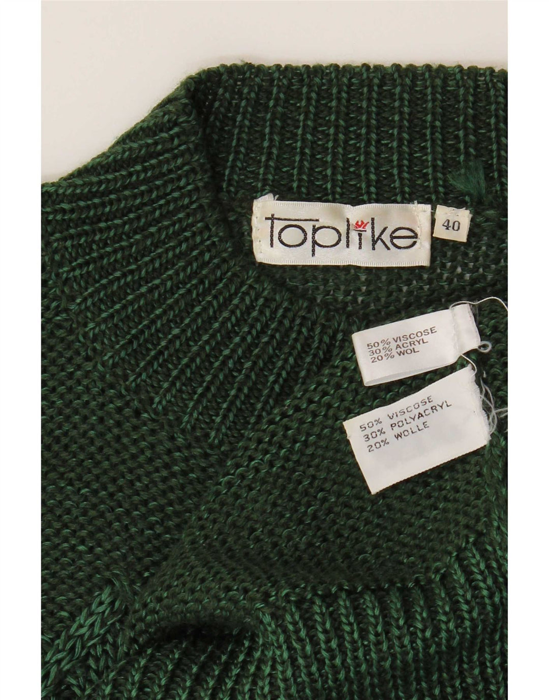 Toplike Maglione da uomo con collo alto e collo alto taglia 40 Verde medio Argyle/Diamante
