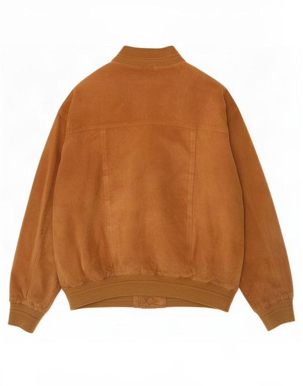 Giacca vintage in pelle scamosciata da uomo IT 50 grande marrone