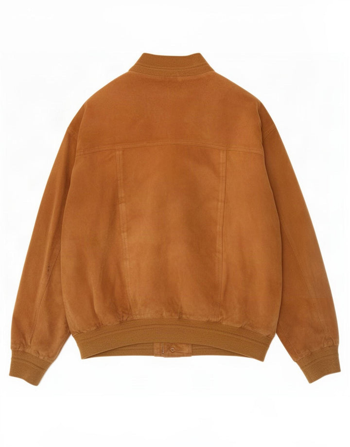 Giacca vintage in pelle scamosciata da uomo IT 50 grande marrone