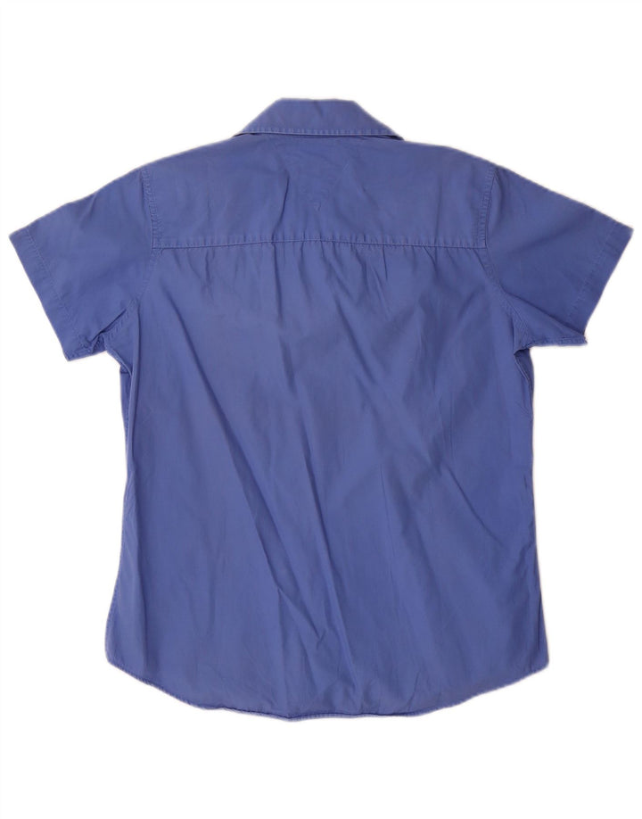 Camicia a maniche corte da donna Tommy Hilfiger US 8 cotone blu medio