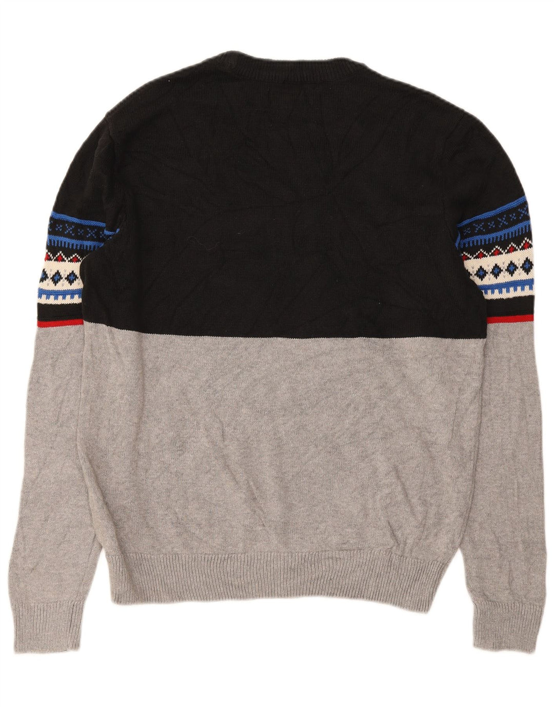 Chaps Uomo Maglione Girocollo Maglione Grande Cotone Fair Isle Grigio