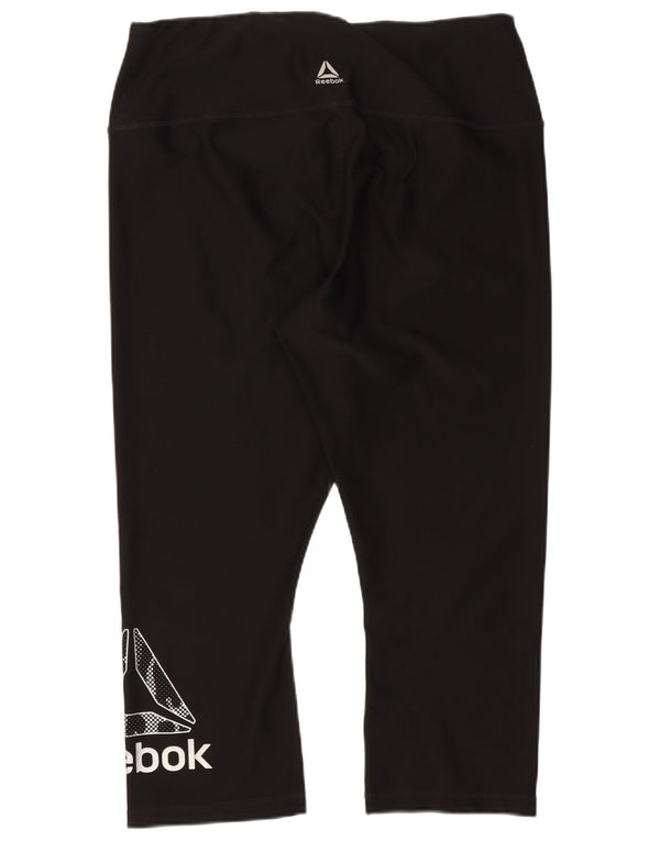 Leggings Capri grafici Reebok da donna UK 14 grandi neri