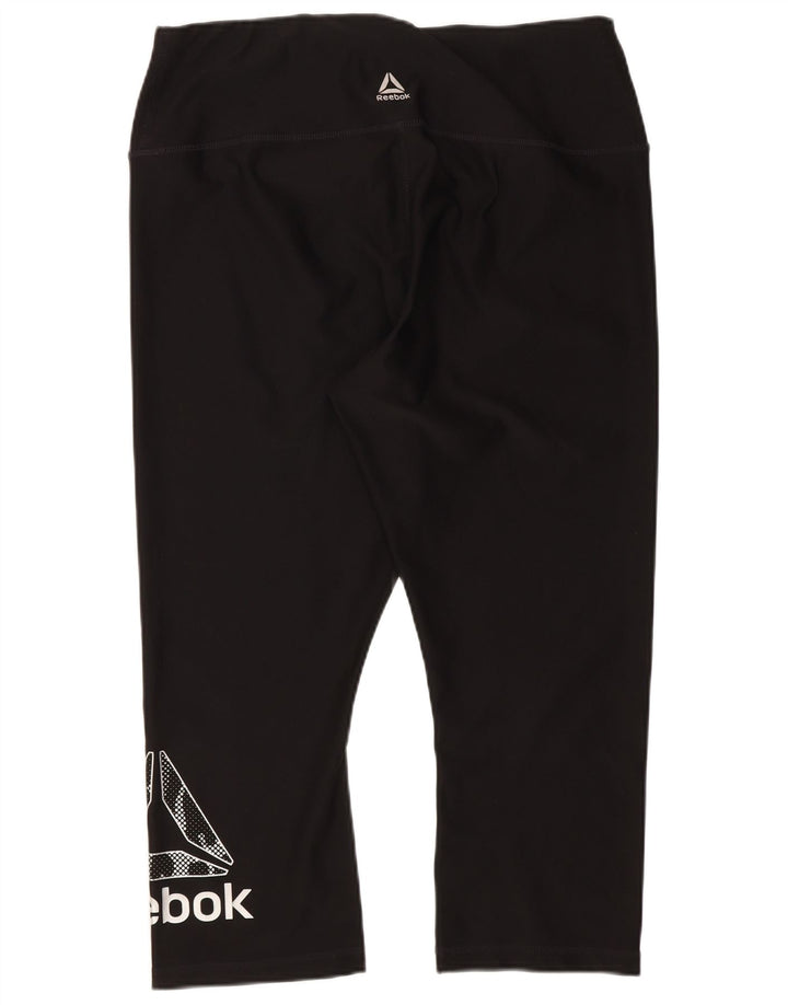 Leggings Capri grafici Reebok da donna UK 14 grandi neri
