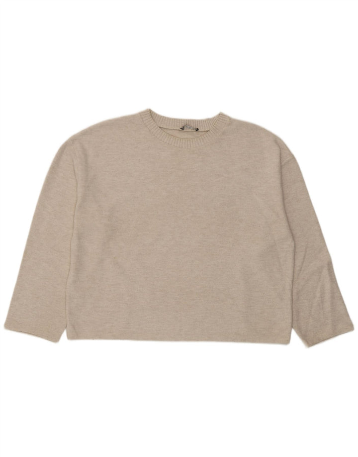 Top oversize da donna Zara a maniche lunghe UK 16 grande bianco sporco