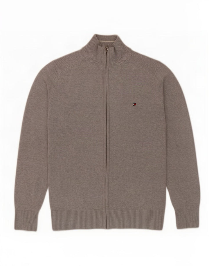 Maglione cardigan da uomo Tommy Hilfiger piccolo in cotone grigio