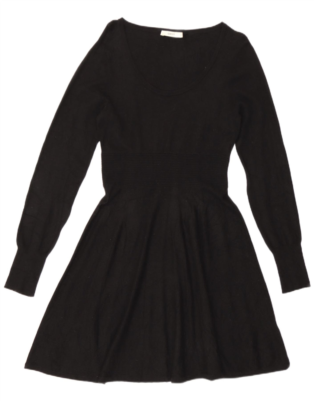 Abito a trapezio a maniche lunghe da donna Oasis UK 12 Viscosa nera media