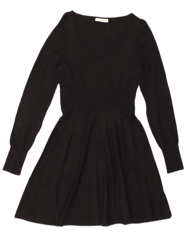 Abito a trapezio a maniche lunghe da donna Oasis UK 12 Viscosa nera media