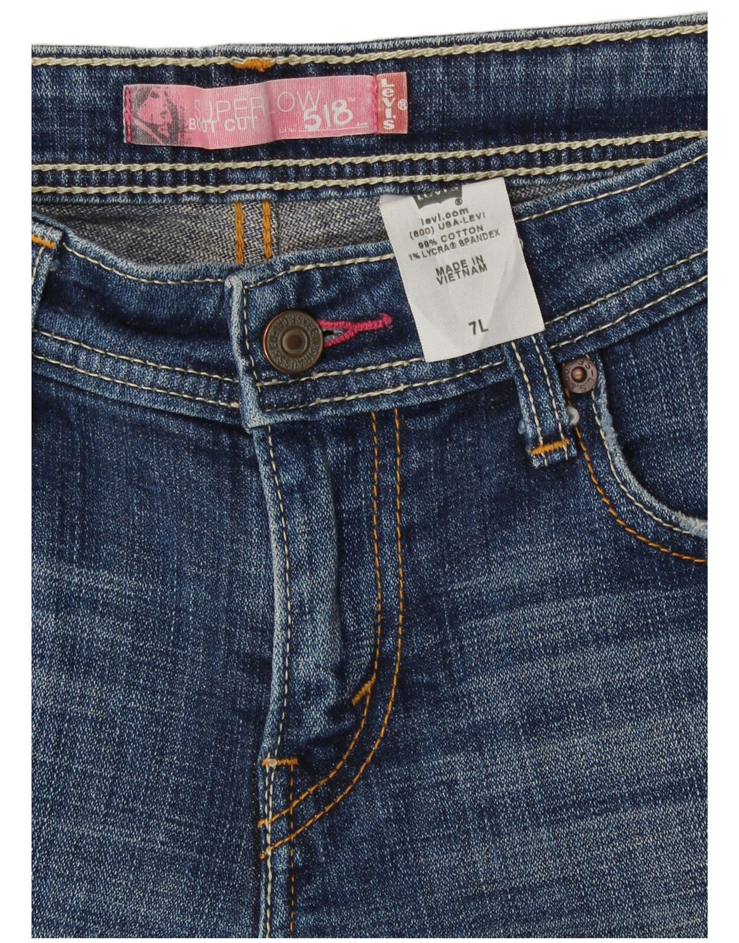 Pantaloncini di jeans a vita bassa Levi's da donna 518 taglia 7 media W30 cotone blu