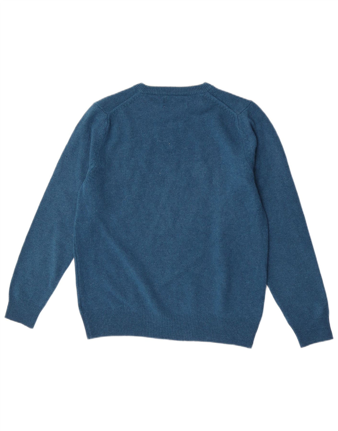 Maglione maglione girocollo da uomo Marks & Spencer blu medio in lana d'agnello