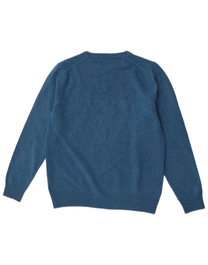 Maglione maglione girocollo da uomo Marks & Spencer blu medio in lana d'agnello