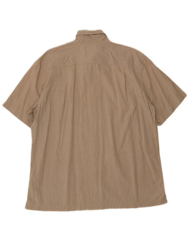 DOCKERS Camicia a maniche corte da uomo in cotone a quadri beige grande
