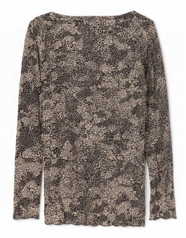 Phase Eight Top da donna manica 3/4 UK 16 Grande viscosa floreale nera