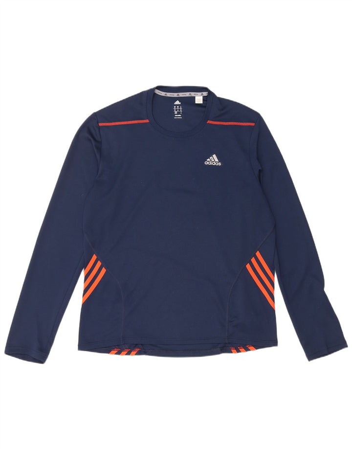Top ADIDAS Climalite da uomo a maniche lunghe in poliestere blu navy medio
