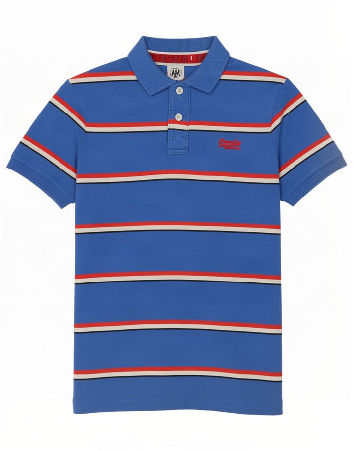 Polo da uomo Superdry in cotone a righe grandi blu