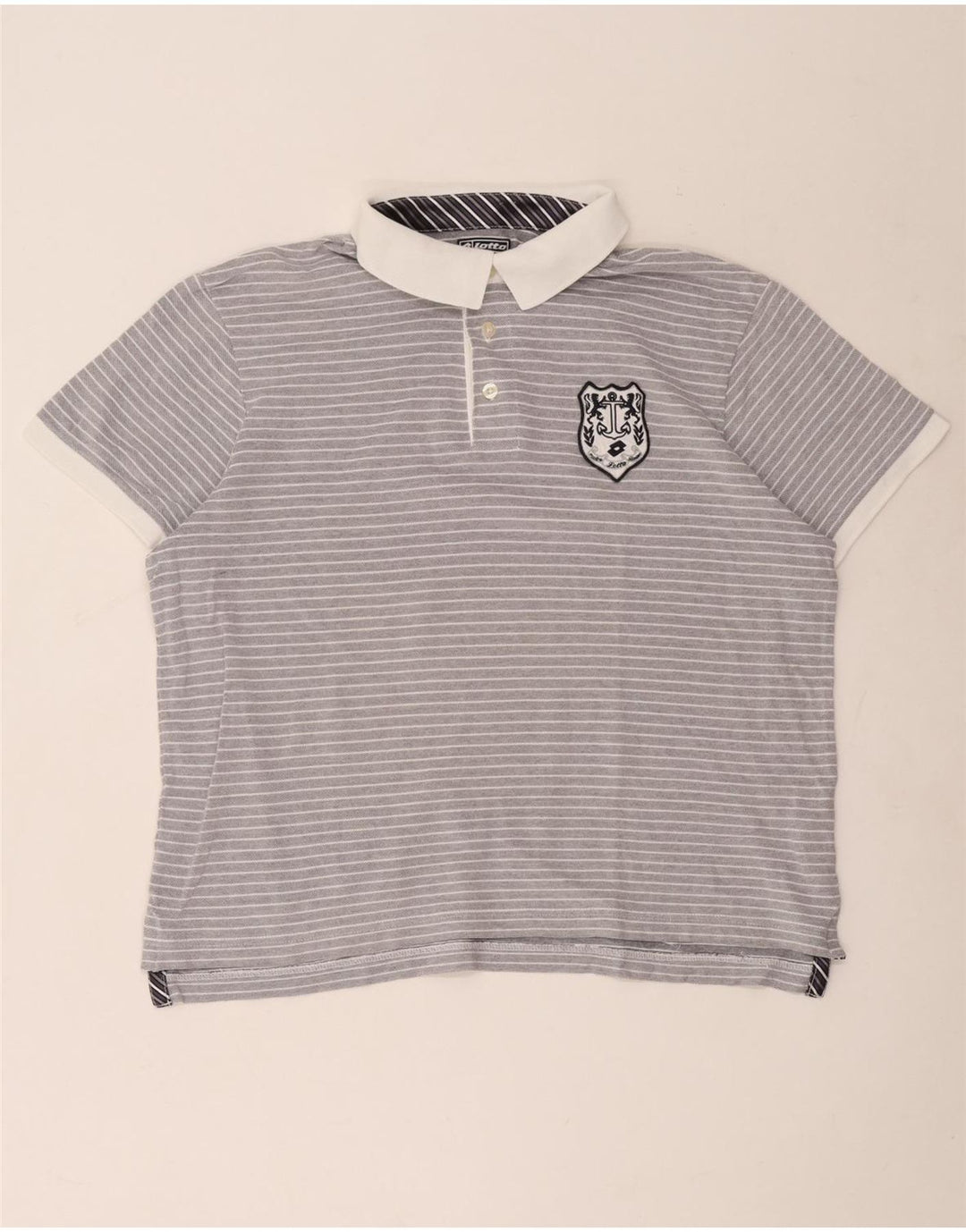 Polo da uomo Lotto Large in cotone a righe blu