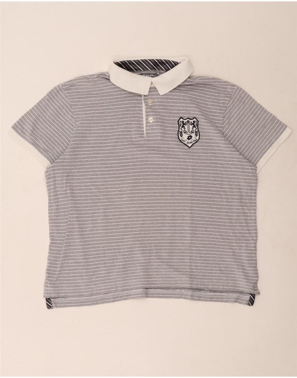 Polo da uomo Lotto Large in cotone a righe blu