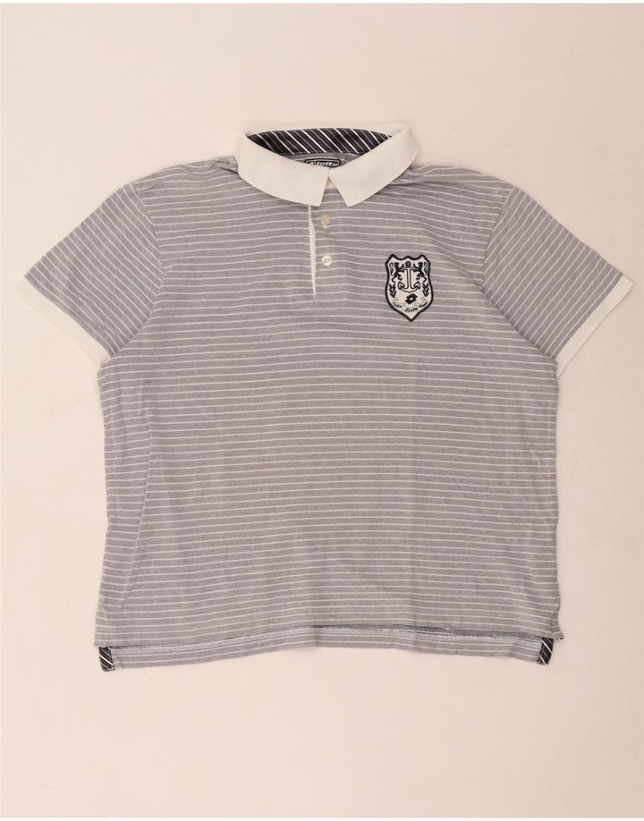 Polo da uomo Lotto Large in cotone a righe blu