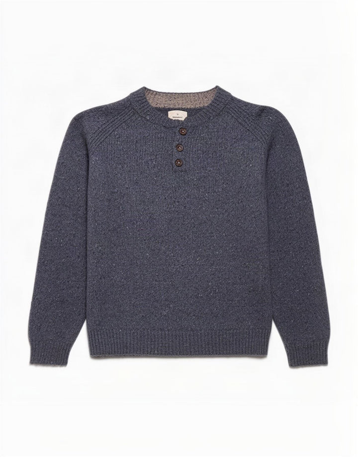 Maglione da uomo con collo abbottonato di White Stuff, grande blu navy screziato