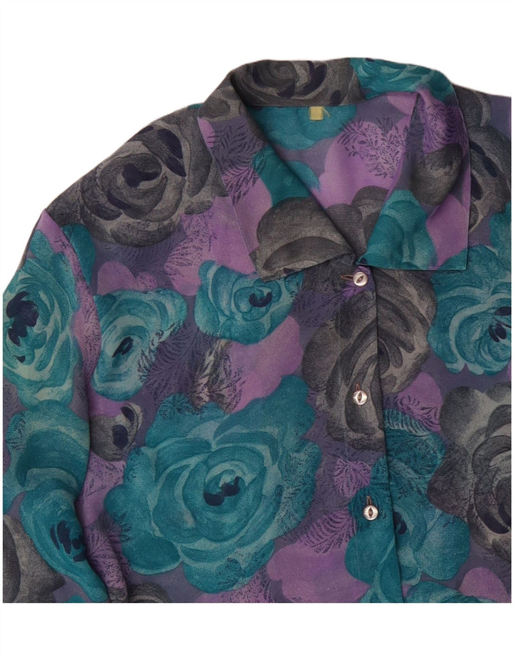 Camicetta da donna VINTAGE UK 18 XL floreale multicolore