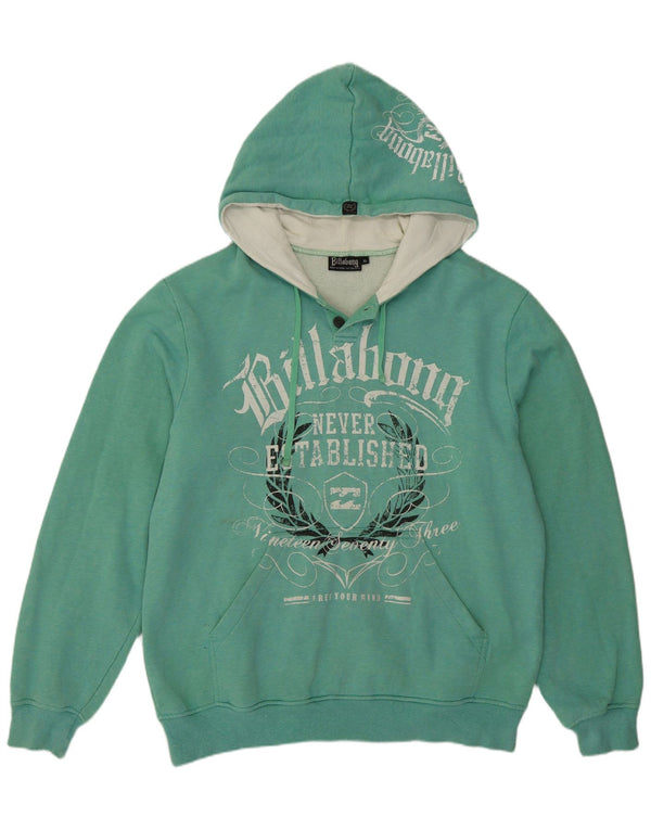 Billabong Felpa con cappuccio da uomo con collo grafico e bottoni XL in cotone turchese
