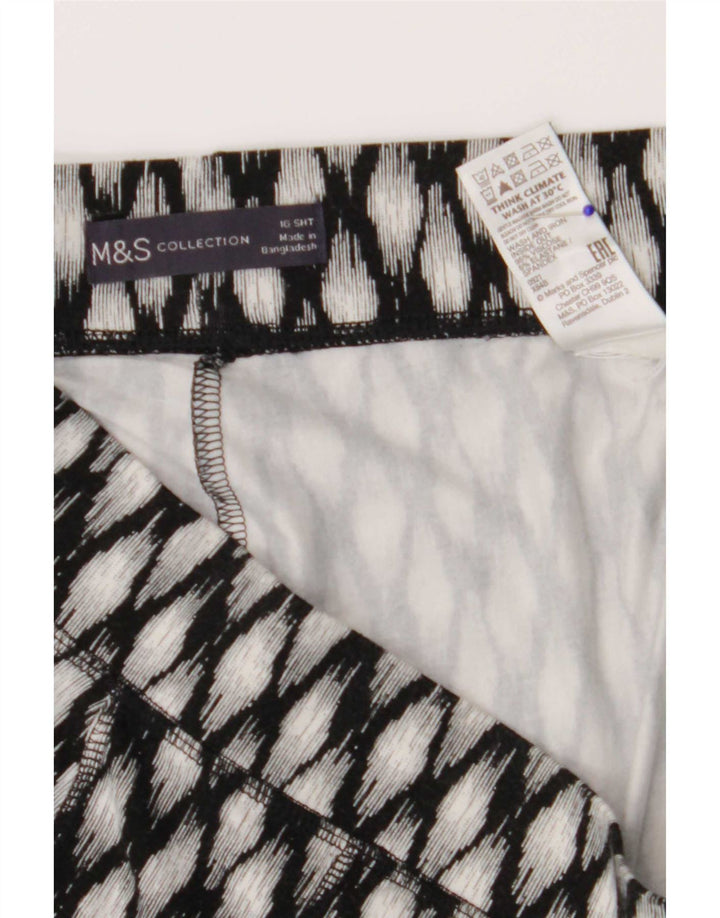 Leggings corti da donna Marks & Spencer UK 16 grande viscosa geometrica nera