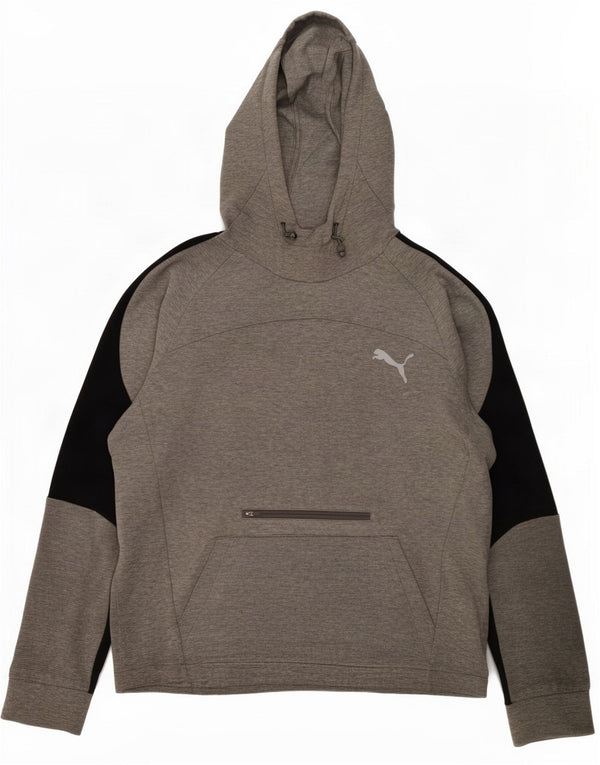 Felpa con cappuccio da uomo Puma Large in cotone color block grigio