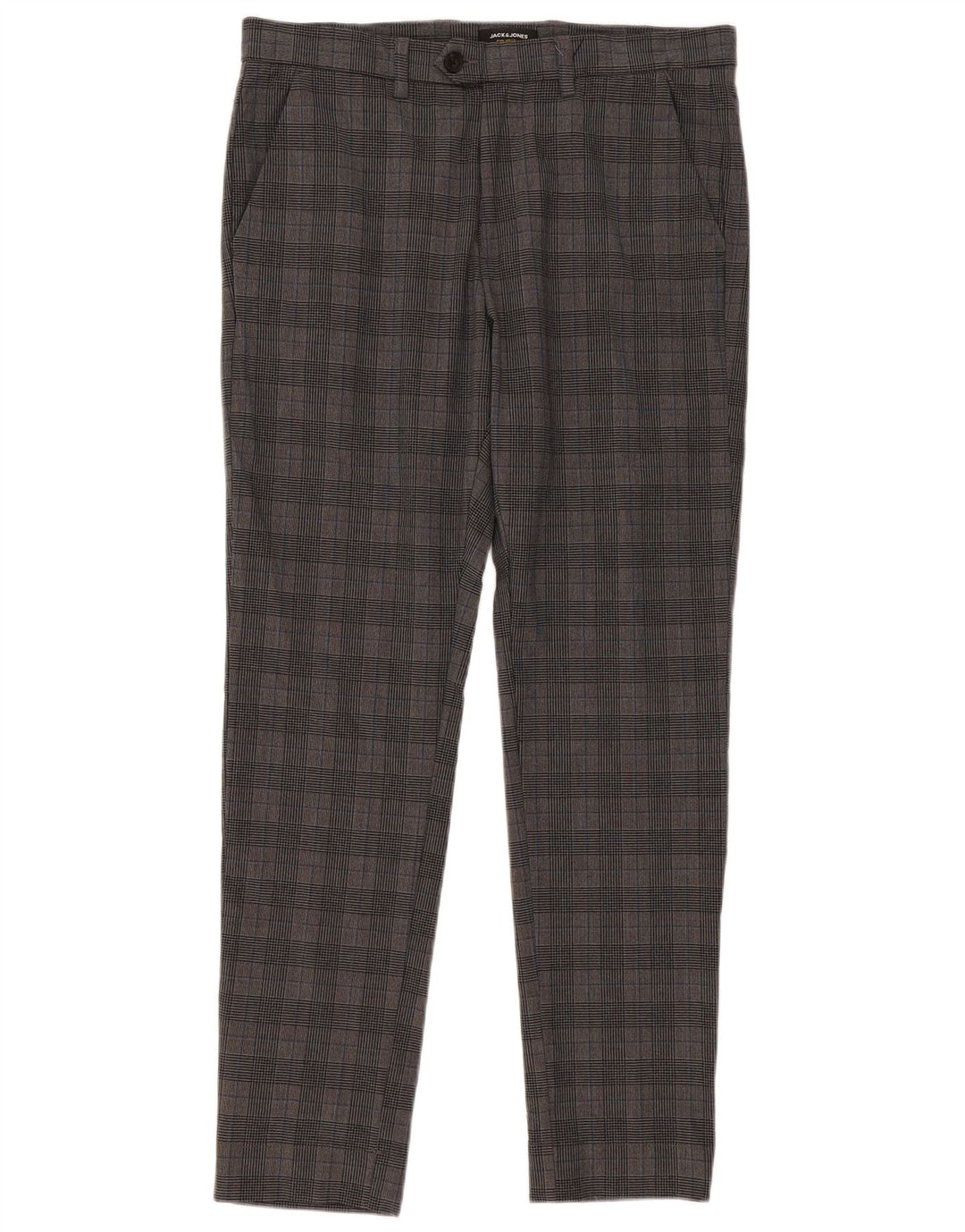 Pantaloni da abito slim da uomo Jack & Jones W33 L32 a quadri grigi