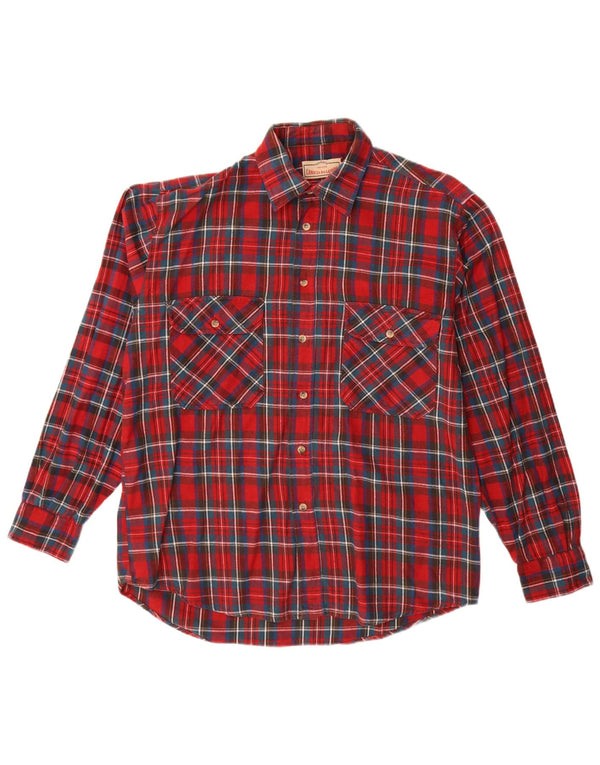 NORTONS Camicia da uomo in flanella di cotone a quadri rossi medi