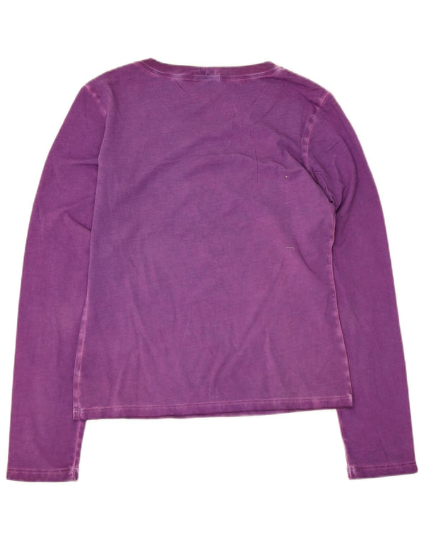 Top grafico da donna Iceberg a maniche lunghe UK 14 grande cotone viola