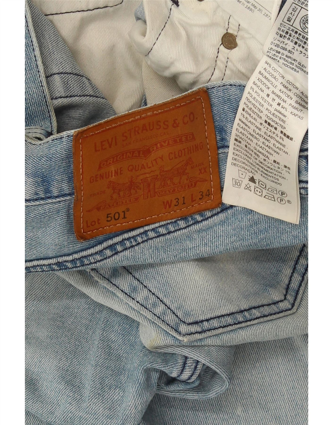 Levi's Uomo 501 Jeans dritti invecchiati W31 L34 Cotone blu