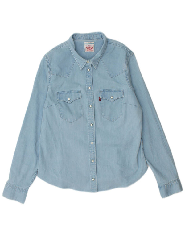 Camicia in denim su misura da donna Levi's UK 14 grande cotone blu