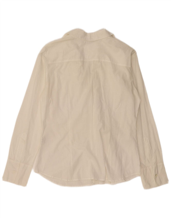 Camicia da donna BENETTON con volant sul davanti UK 14 grande bianco sporco