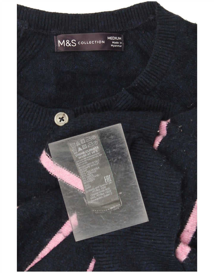 MARKS & SPENCER Maglione da donna con collo a bottoni UK 14 Blu navy medio